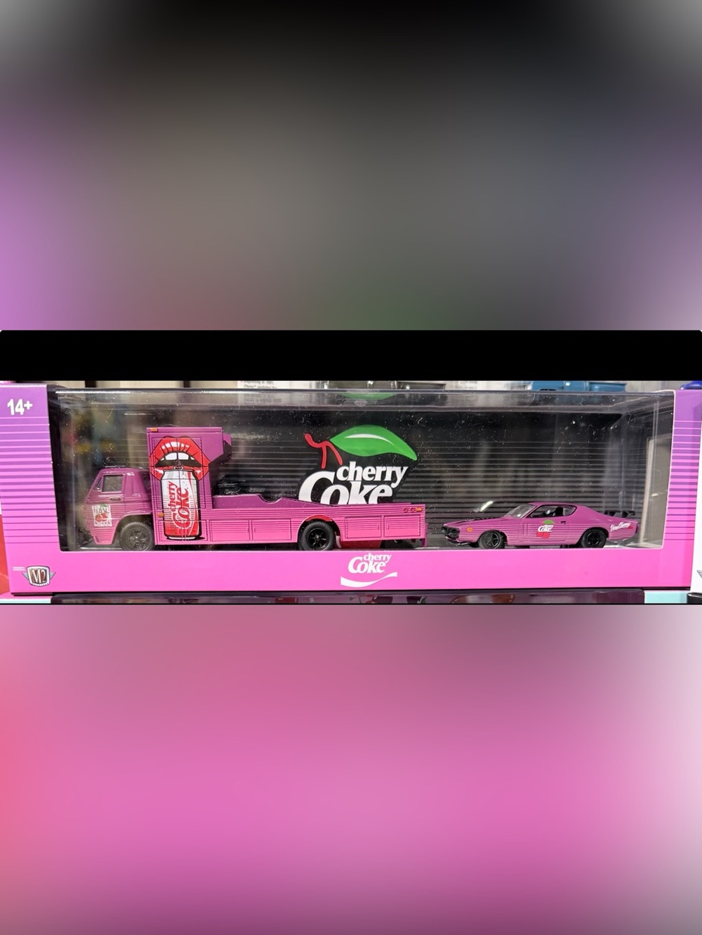 Cherry Coke Pink Transporter & Muscle Car Collectible Set